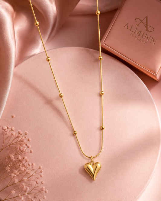 Alminn Golden Heart Pendant Necklace
